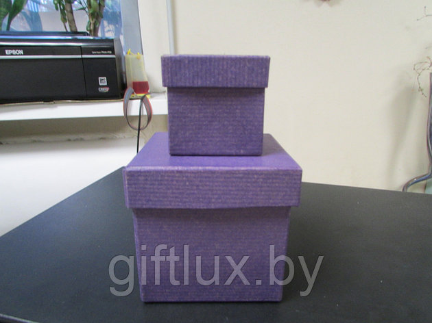 Набор Коробок Кубик "Однотон" (2 шт.) 5*5*5 см, 8*8*8 см фиолет, фото 2