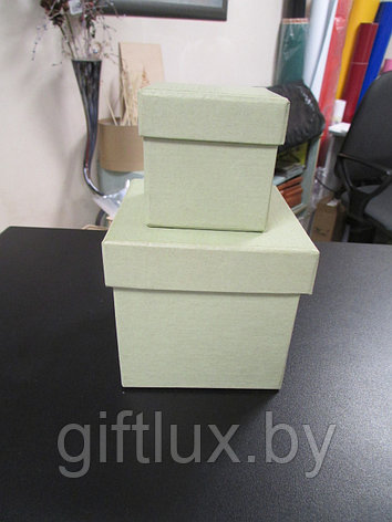 Набор Коробок Кубик "Однотон" (2 шт.) 5*5*5 см, 8*8*8 см фисташки, фото 2