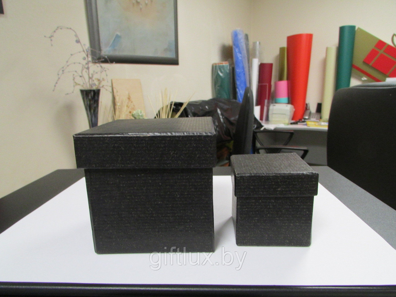 Набор Коробок Кубик "Однотон" (2 шт.) 5*5*5 см, 8*8*8 см черный - фото 1 - id-p110319422