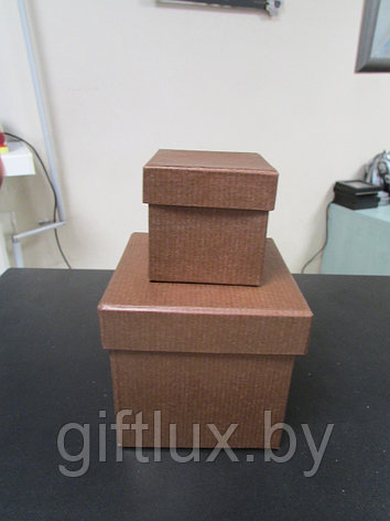 Набор Коробок Кубик "Однотон" (2 шт.) 5*5*5 см, 8*8*8 см шоколад, фото 2