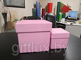 Набор Коробок Кубик "Однотон" (2 шт.) 5*5*5 см, 8*8*8 см ярко-розовый