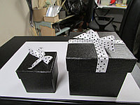 Набор Коробок с бантом Кубик "Однотон"(2шт.) 5*5*5см, 8*8*8 см черный