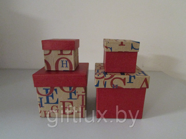 Набор Коробок  Кубик "Буквы" (2шт.) 5*5*5см, 8*8*8 см красно-синие, фото 2