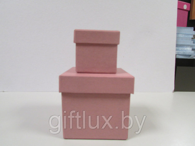 Набор Коробок Кубик "Однотон" (2 шт.) 5*5*5 см, 8*8*8 см розовый, фото 2