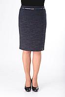 Женская осенняя деловая большого размера юбка ELITE MODA 3456 сине-коричневый 48р.