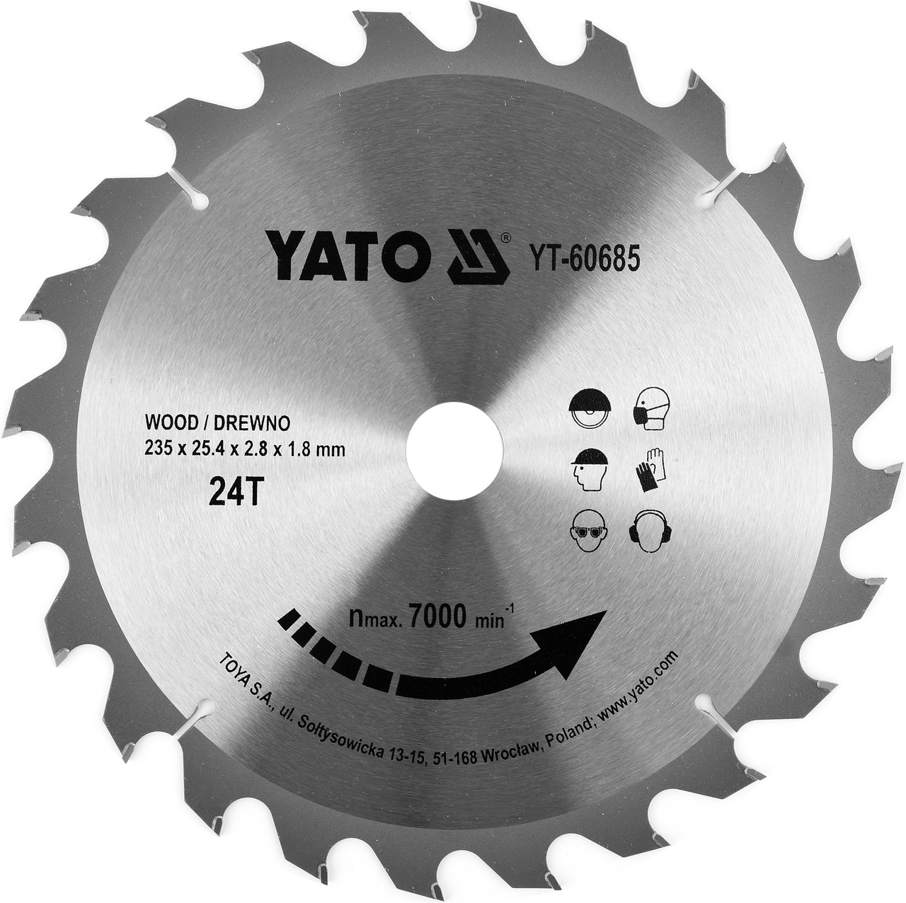 Диск пильный по дереву 235/25,4 24T  YT-60685