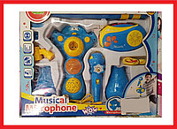 MTK006G Микрофон детский на стойке, свет+звук, 85 см, голубой