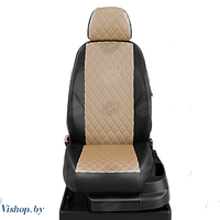 Автомобильные чехлы для сидений Nissan Qashqai2+ джип. ЭК-04 бежевый/чёрный-R-bge