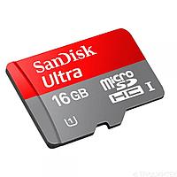 Карта памяти MicroSDHC 16GB Class 10 SanDisk Ultra 80MB/s, без адаптера