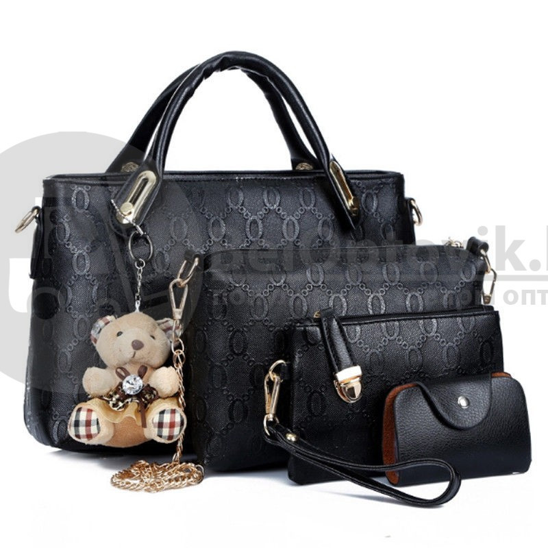Комплект сумочек Fashion Bag под кожу питона 6в1 Чёрний - фото 3 - id-p110370003