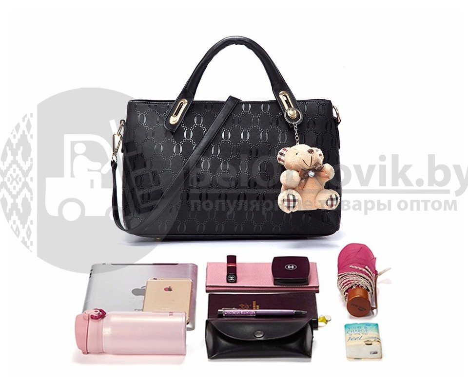 Комплект сумочек Fashion Bag под кожу питона 6в1 Чёрний - фото 6 - id-p110370003