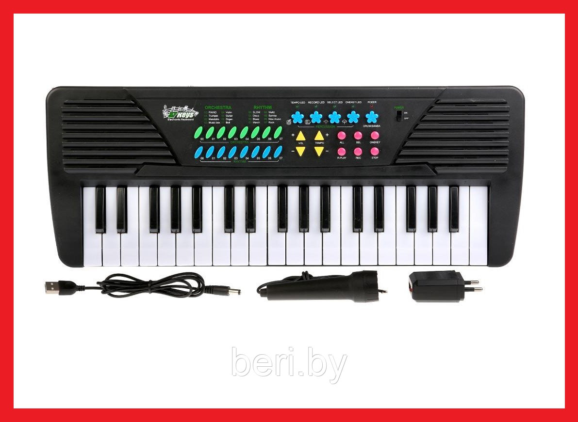 TX-3118 Синтезатор пианино, работает от сети и на батарейках, с микрофон, 37 клавиш - фото 1 - id-p110378306