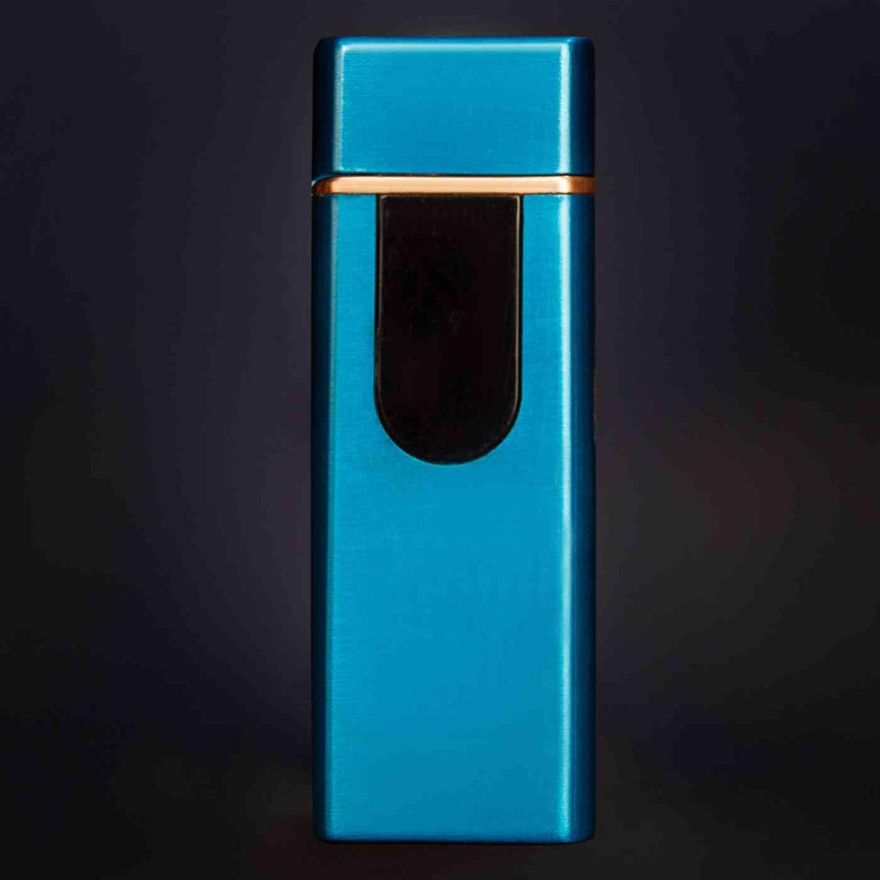USB Зажигалка Lighter сенсорная с каймой Синяя полуокруглый дисплей - фото 5 - id-p110385445