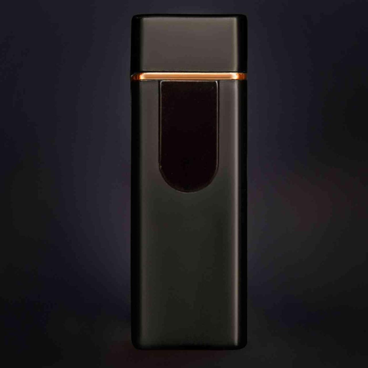 USB Зажигалка Lighter сенсорная с каймой Черная полуокруглый дисплей - фото 5 - id-p110385480