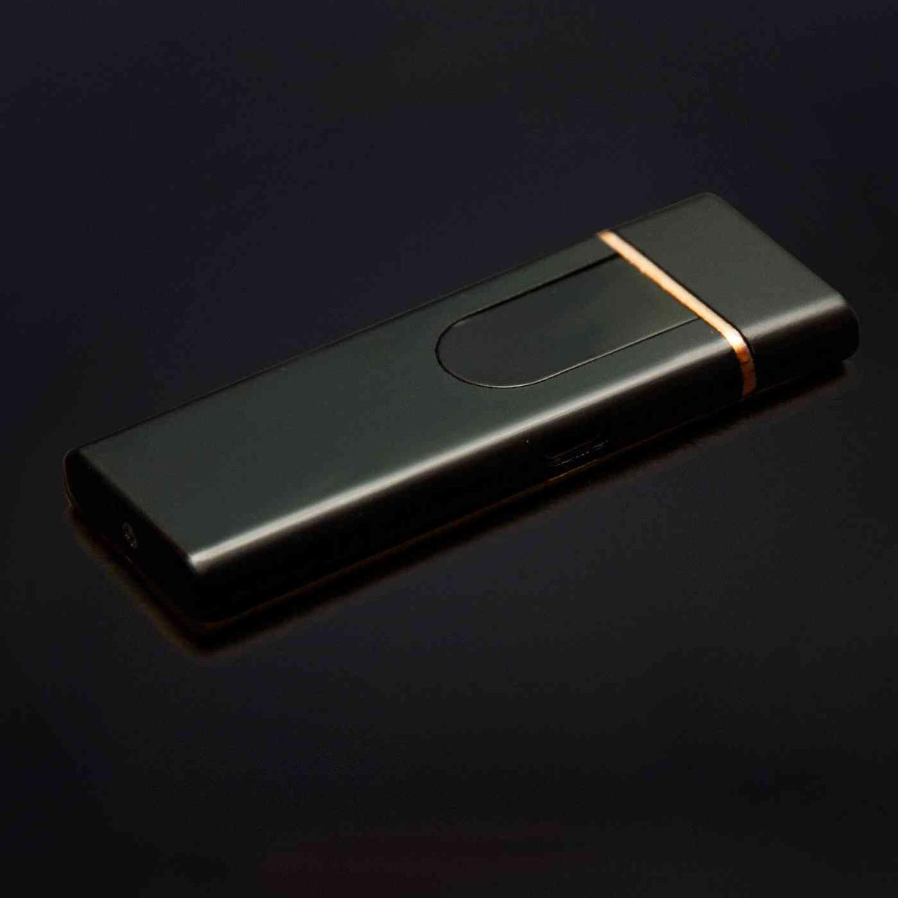 USB Зажигалка Lighter сенсорная с каймой Черная полуокруглый дисплей - фото 6 - id-p110385480