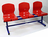 Пластиковое кресло Форвард 01 на стальной опоре трехместное, фото 2