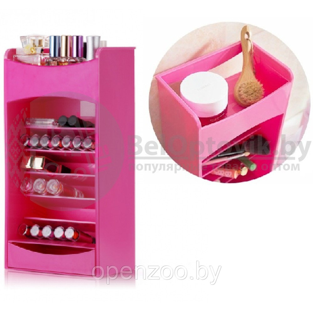 Органайзер для хранения косметики и лаков Cosmake Lipstick Nail Polish Organizer Розовый - фото 4 - id-p96957104