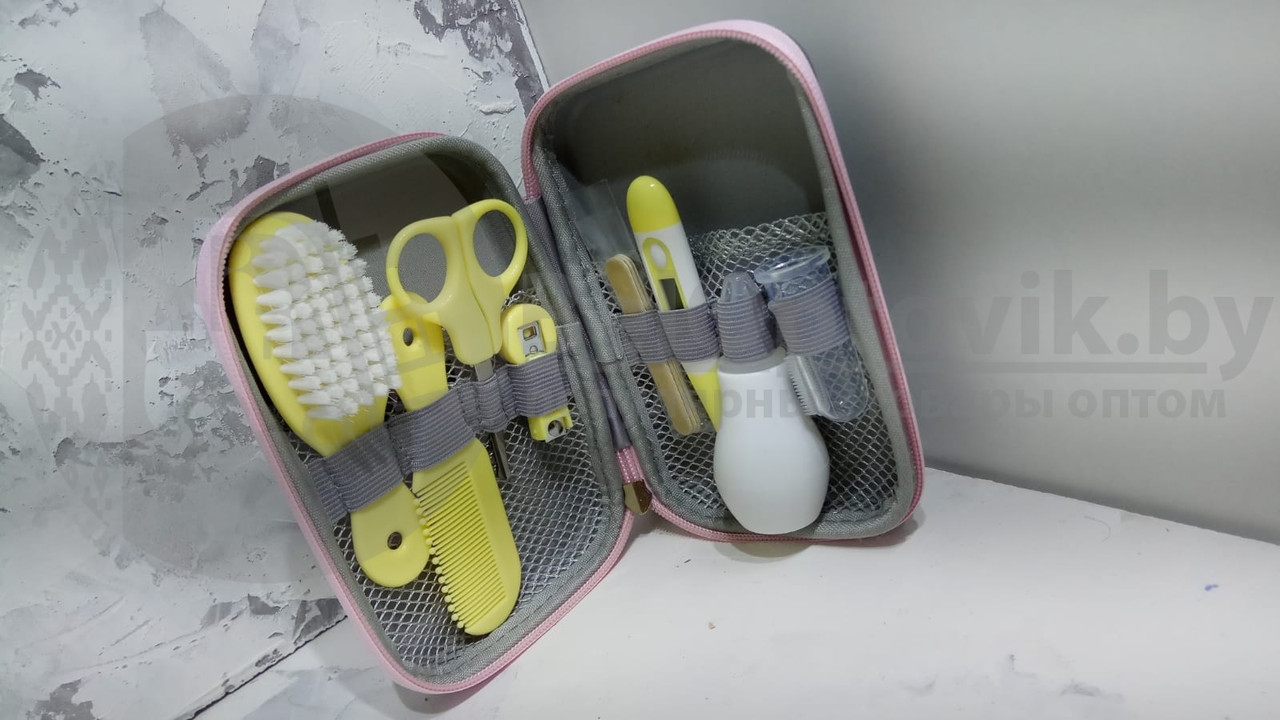 Набор по уходу за новорожденным 8 предметов и органайзер BABY CARE KIT Розовый с желтым - фото 4 - id-p100444409