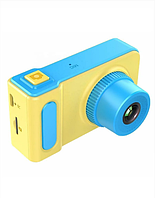 Детский цифровой фотоаппарат Kids Camera Summer Vacation. Фотоаппарат детский Желтый с голубым