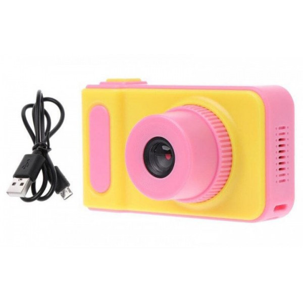 Детский цифровой фотоаппарат Kids Camera Summer Vacation. Фотоаппарат детский Желтый с розовым - фото 1 - id-p110564097