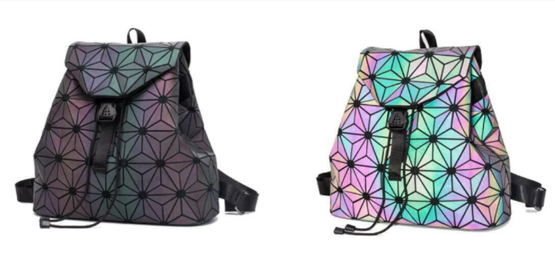 Светящийся неоновый рюкзак-сумка  Хамелеон. Светоотражающий рюкзак (р.M) Звезда