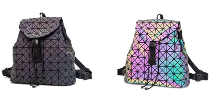 Светящийся неоновый рюкзак-сумка  Хамелеон. Светоотражающий рюкзак (р.M) Геометрия