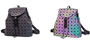 Светящийся неоновый рюкзак-сумка  Хамелеон. Светоотражающий рюкзак (р.L) Геометрия