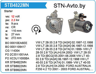 Стартер STB9822MN Volkswagen, Ford