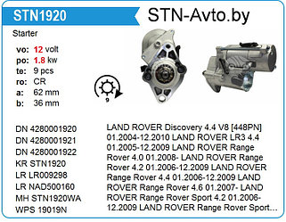 Стартер STN1920YJ LAND ROVER