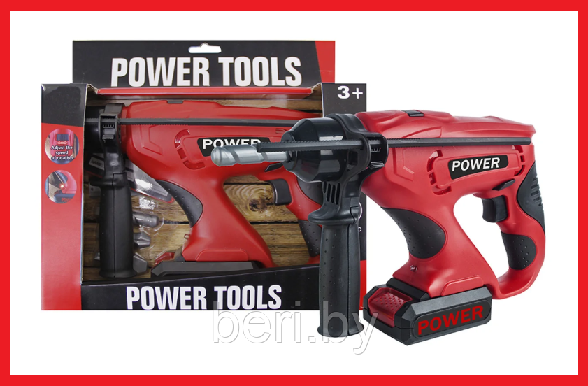 T1805 Детский перфоратор Power Tools, работает от батареек, насадки в комплекте