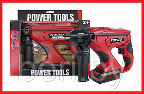 T1805 Детский перфоратор Power Tools, работает от батареек, насадки в комплекте