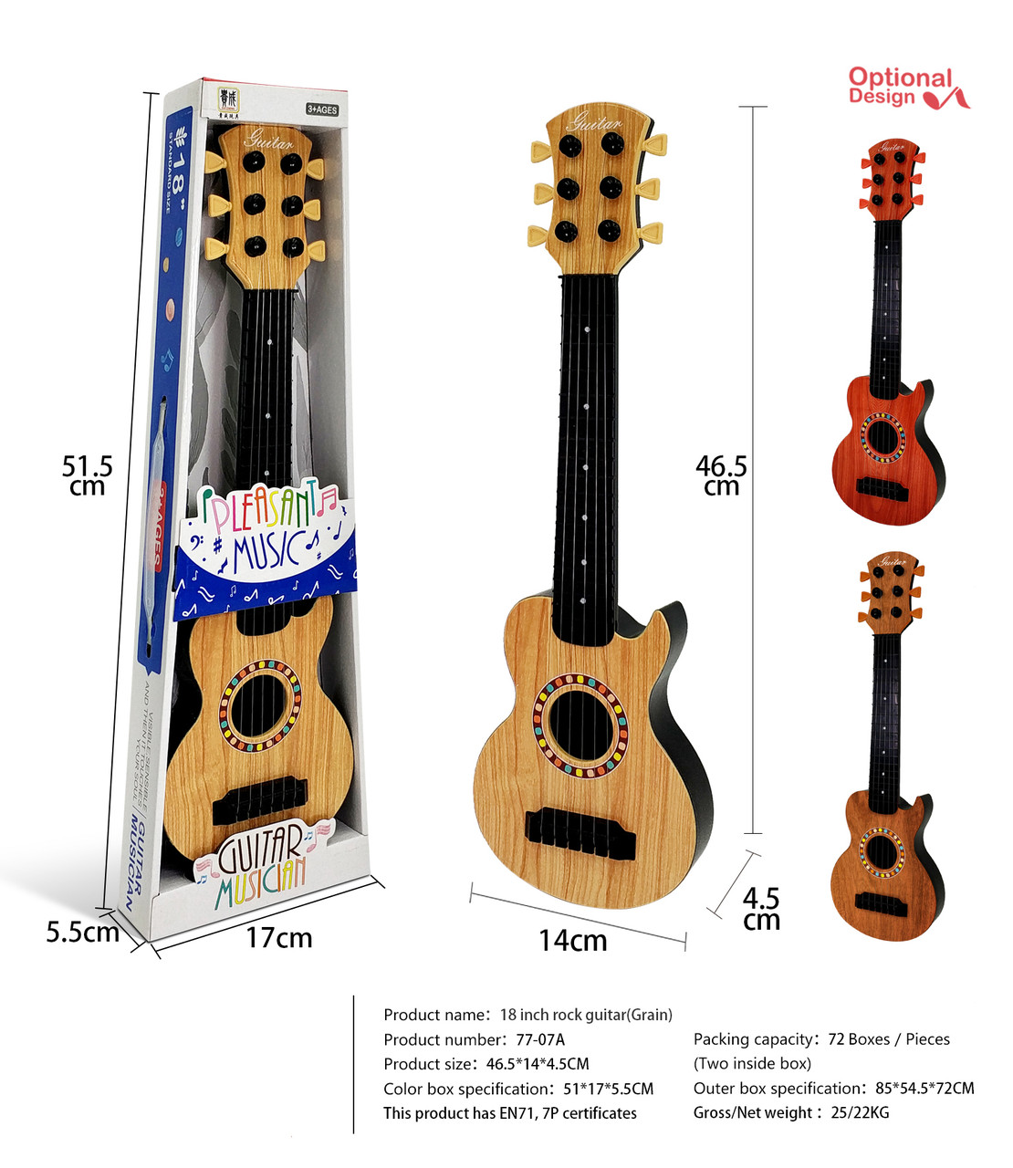Игрушка детская гитара 6-ти струнная, арт. 77-07A (46 см) - фото 2 - id-p110660423