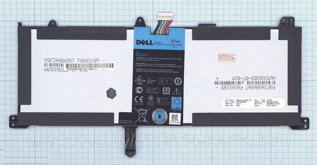 Аккумуляторная батарея (FP02G, JD33K) для DELL XPS 10 TABLET ORG - фото 1 - id-p110658775