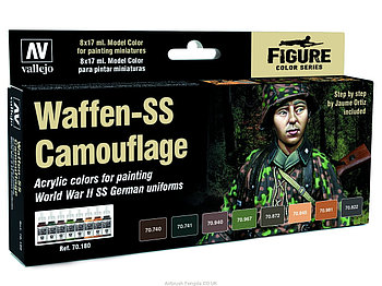 Набор акриловых красок для униформы Waffen-SS Camouflage, 8х17мл, Vallejo