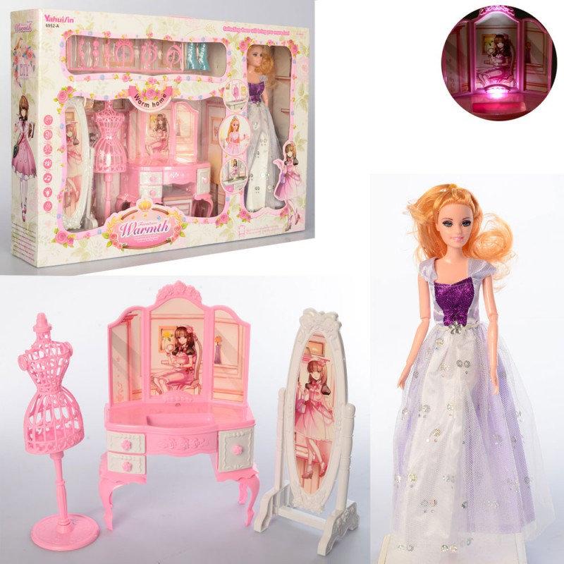 Кукла Барби шарнирная (аналог) с мебелью, светозвуковые эффекты, арт.6952-A