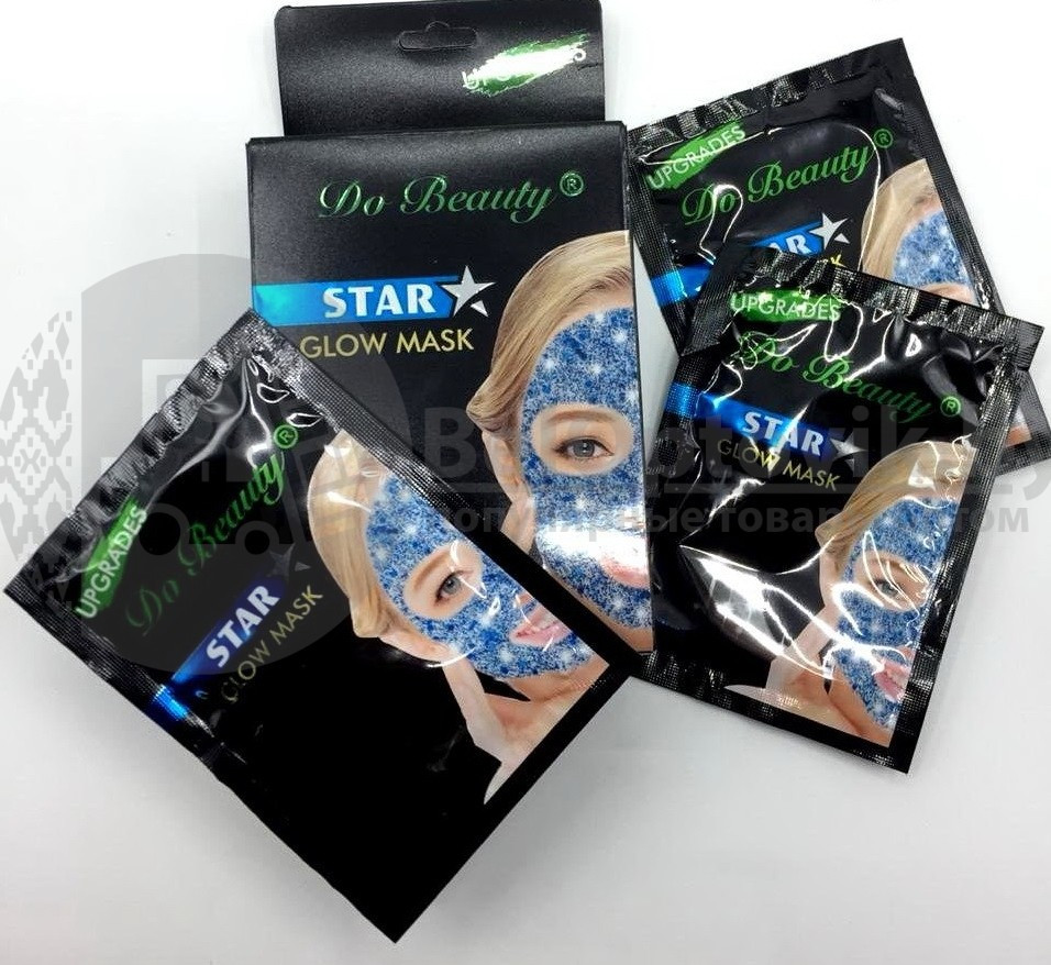 Маска для лица Do beauty Star glow mask, упаковка 10 масок по 18 гр. С черным глиттером (глубокое очищение и - фото 3 - id-p110684506