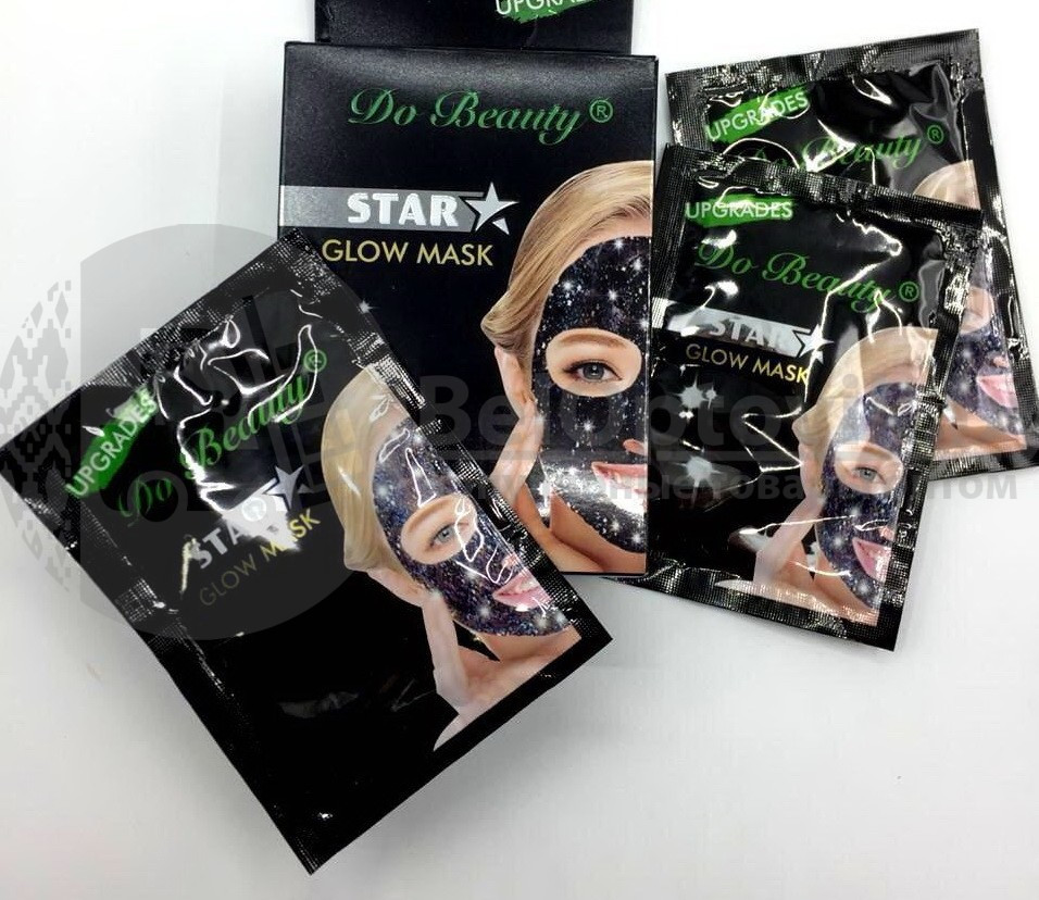 Маска для лица Do beauty Star glow mask, упаковка 10 масок по 18 гр. С черным глиттером (глубокое очищение и - фото 6 - id-p110684506