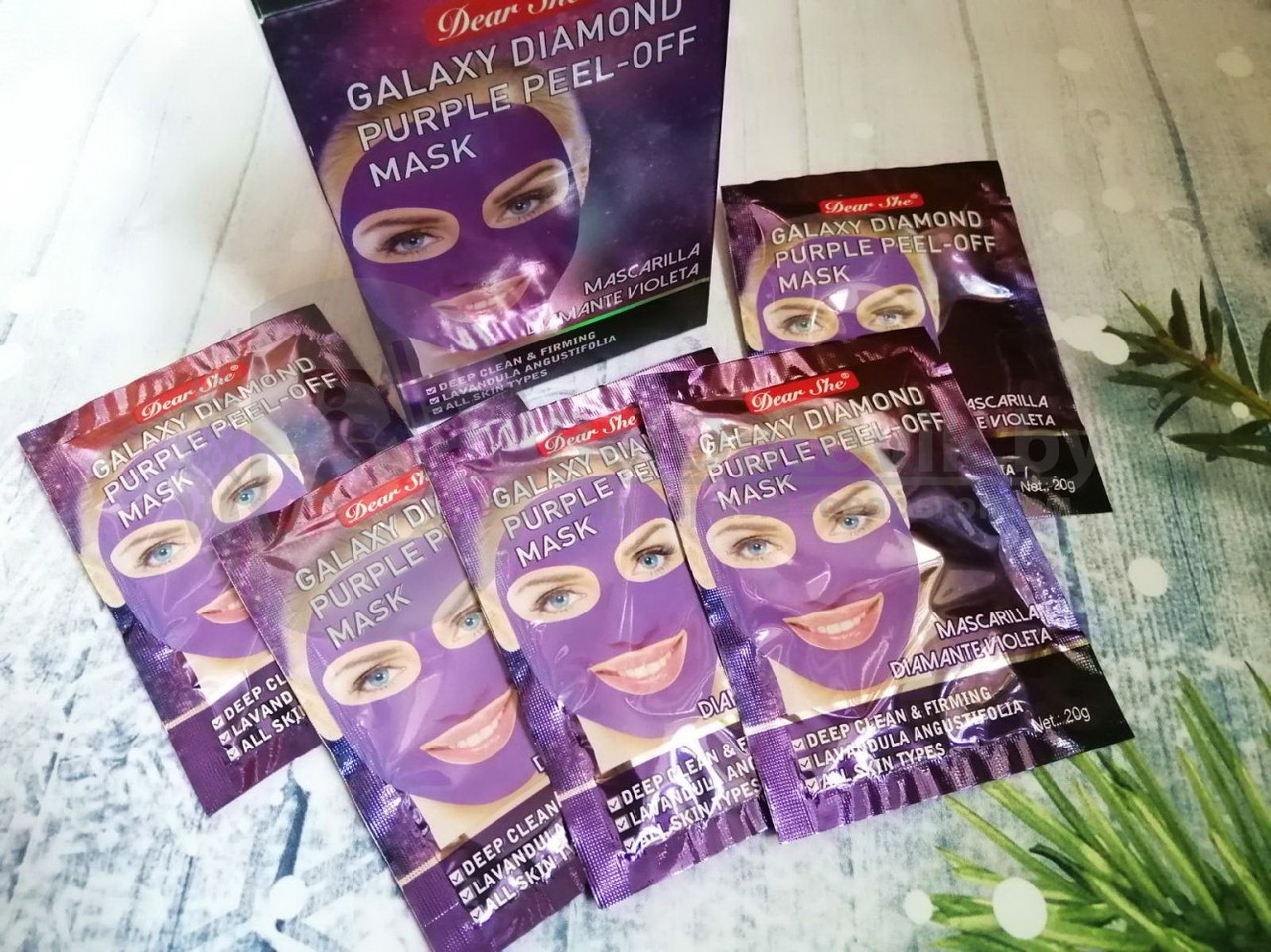 Маска-пилинг для лица Dear She Galaxy Diamond, 20 гр. Purple Peel-Off Mask (увлажнение, питание, сужение пор, - фото 8 - id-p110684508