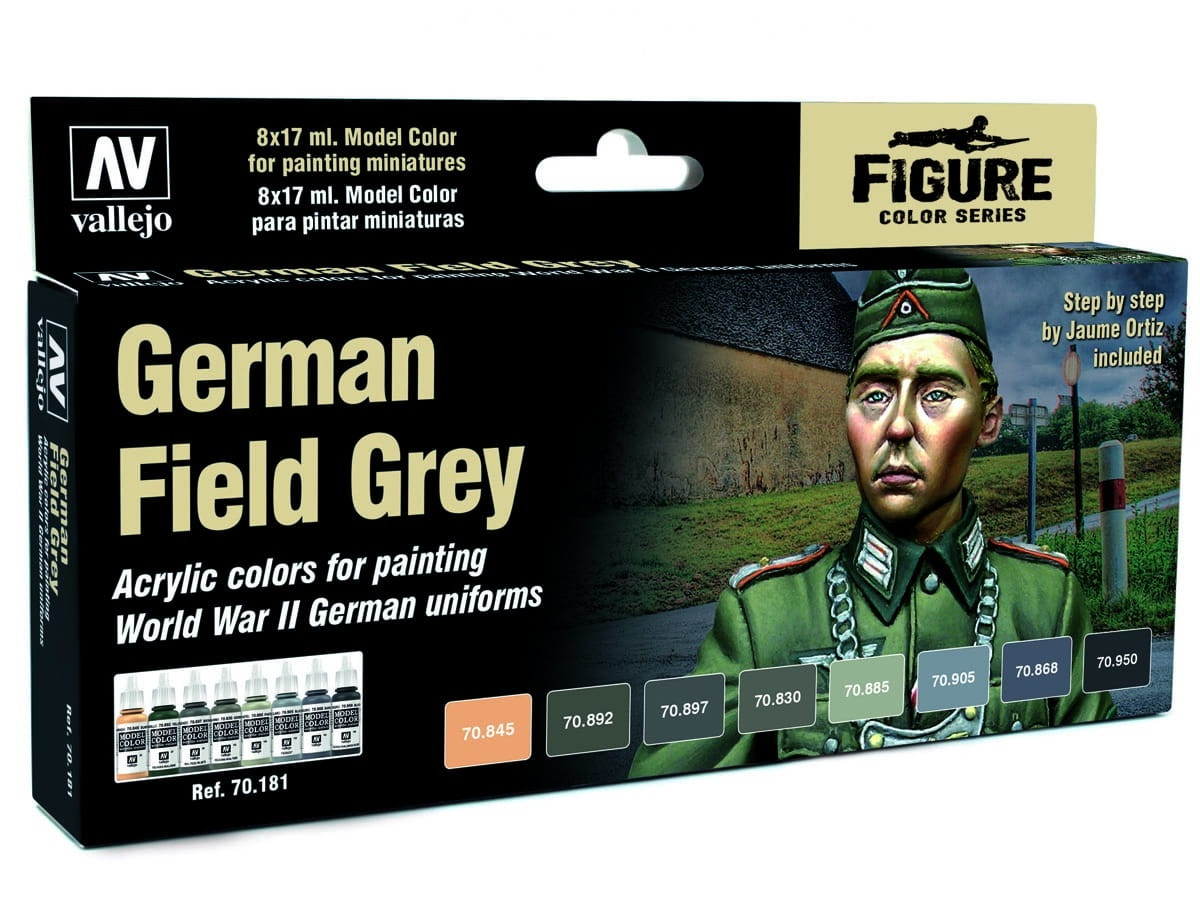 Набор ариловых красок для униформы GERMAN FIELD GREY UNIFORM, 8х17мл, Vallejo