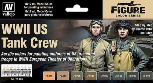 Набор акриловых красок для униформы WWII US TANK CREW, 8х17мл, Vallejo - фото 1 - id-p110695115