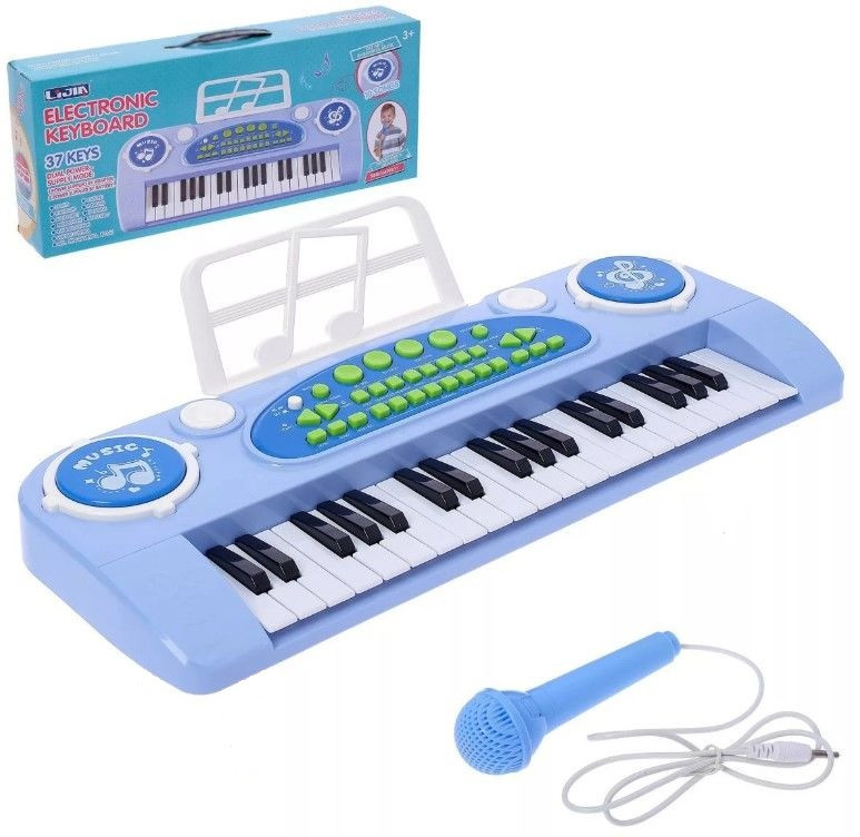 Синтезатор детский, арт. 328-03С (голубой), 37 клавиш, от бат. 4хАА - фото 1 - id-p110705972