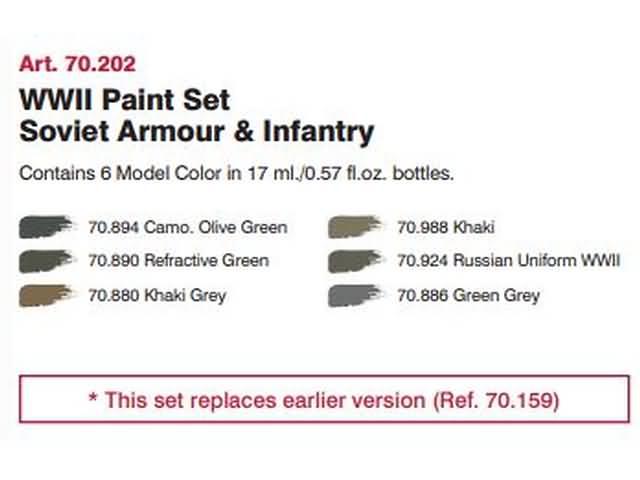 Набор акриловых красок для сборных моделей WWII SOVIET ARMOUR, 6х17мл, Vallejo - фото 2 - id-p110710590