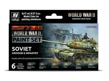 Набор акриловых красок для сборных моделей WWII SOVIET ARMOUR, 6х17мл, Vallejo