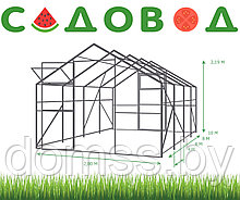 Теплица Садовод Кантри 10м двускатная из поликарбоната 4мм плотность 0,6кг/м2