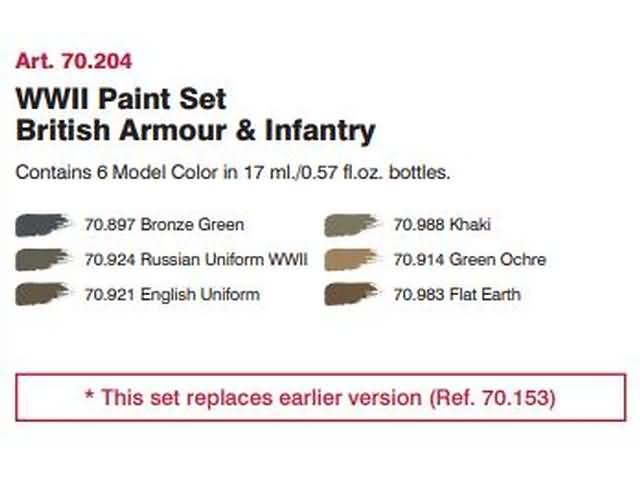 Набор акриловых красок для сборных моделей WWII BRITISH ARMOUR, 6х17мл, Vallejo - фото 2 - id-p110711974
