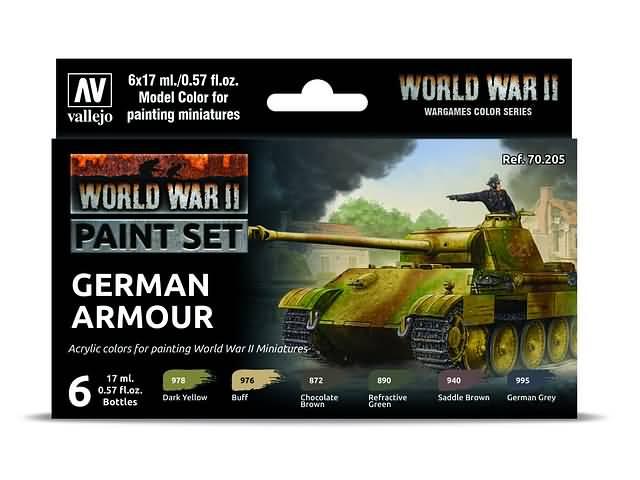 Набор акриловых красок для сборных моделей WWII GERMAN ARMOUR, 6х17мл, Vallejo - фото 1 - id-p110711986