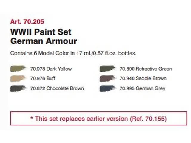 Набор акриловых красок для сборных моделей WWII GERMAN ARMOUR, 6х17мл, Vallejo - фото 2 - id-p110711986
