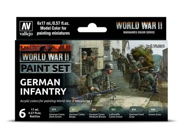Набор VALLНабор акриловых красок для пехоты WWII GERMAN INFANTRY, 6х17мл, Vallejo - фото 1 - id-p110712056