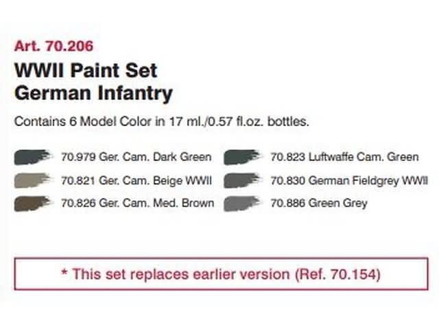 Набор VALLНабор акриловых красок для пехоты WWII GERMAN INFANTRY, 6х17мл, Vallejo - фото 3 - id-p110712056