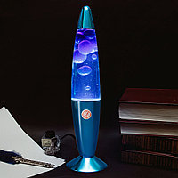 Лава лампа с воском в цветном корпусе 35 см Синяя
